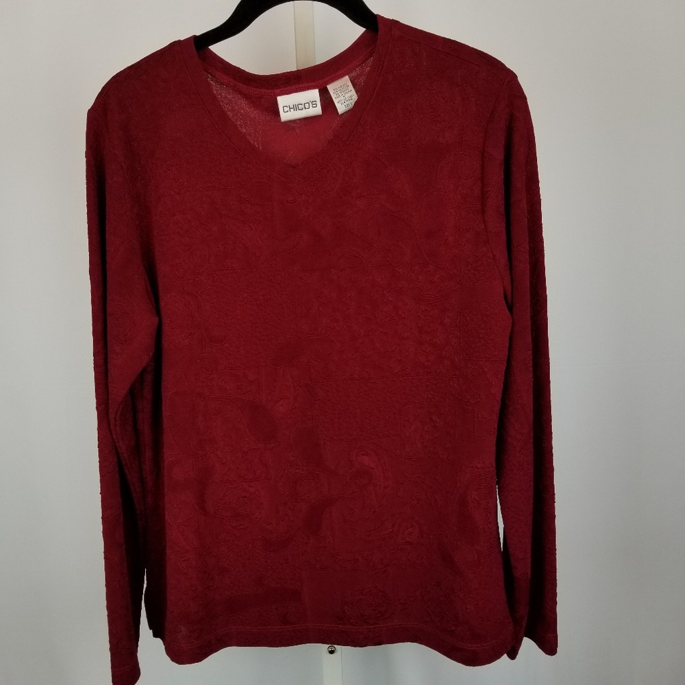 Chico's Travelers Textured V-neck Top